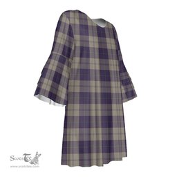 Scottish Cunningham Dress Blue Dancers Tartan Womens Stacked Ruffle Sleeve Tartan Dress