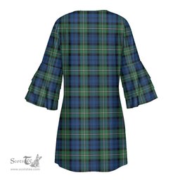Scottish Forbes Ancient Tartan Womens Stacked Ruffle Sleeve Tartan Dress