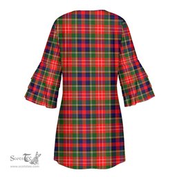 Scottish Christie Tartan Womens Stacked Ruffle Sleeve Tartan Dress