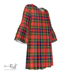 Scottish Christie Tartan Womens Stacked Ruffle Sleeve Tartan Dress