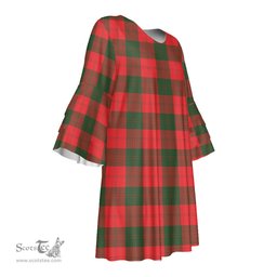 Scottish Erskine Modern Tartan Womens Stacked Ruffle Sleeve Tartan Dress