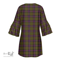 Scottish Cochrane Modern Tartan Womens Stacked Ruffle Sleeve Tartan Dress