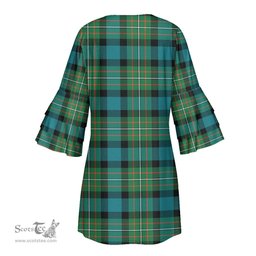 Scottish FERGUSON ANCIENT Tartan Womens Stacked Ruffle Sleeve Tartan Dress