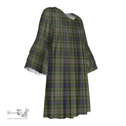 Scottish Davidson Tulloch Dress Tartan Womens Stacked Ruffle Sleeve Tartan Dress