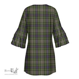 Scottish Davidson Tulloch Dress Tartan Womens Stacked Ruffle Sleeve Tartan Dress