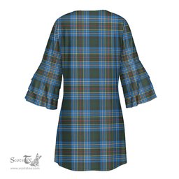 Scottish Cockburn Modern Tartan Womens Stacked Ruffle Sleeve Tartan Dress