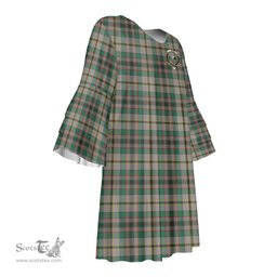 Scottish Craig Ancient Clan Tartan Crest Womens Stacked Ruffle Sleeve Tartan Dress