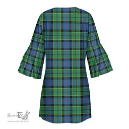 Scottish Forsyth Ancient Tartan Womens Stacked Ruffle Sleeve Tartan Dress