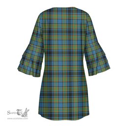 Scottish Gillies Ancient Tartan Womens Stacked Ruffle Sleeve Tartan Dress