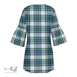 Scottish Campbell Dress Ancient Clan Tartan Crest Womens Stacked Ruffle Sleeve Tartan Dress