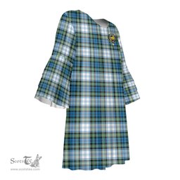 Scottish Campbell Dress Ancient Clan Tartan Crest Womens Stacked Ruffle Sleeve Tartan Dress