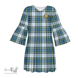 Scottish Campbell Dress Ancient Clan Tartan Crest Womens Stacked Ruffle Sleeve Tartan Dress