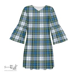 Scottish Campbell Dress Ancient Tartan Womens Stacked Ruffle Sleeve Tartan Dress