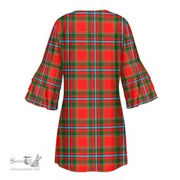 Scottish Drummond of Perth Tartan Womens Stacked Ruffle Sleeve Tartan Dress