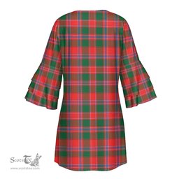 Scottish Dalziel Modern Tartan Womens Stacked Ruffle Sleeve Tartan Dress