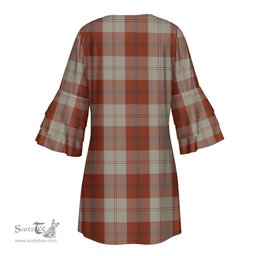 Scottish Davidson Dress Dancers Tartan Womens Stacked Ruffle Sleeve Tartan Dress