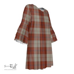 Scottish Davidson Dress Dancers Tartan Womens Stacked Ruffle Sleeve Tartan Dress