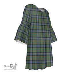 Scottish Cochrane Ancient Tartan Womens Stacked Ruffle Sleeve Tartan Dress