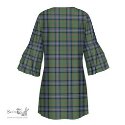 Scottish Cochrane Ancient Tartan Womens Stacked Ruffle Sleeve Tartan Dress