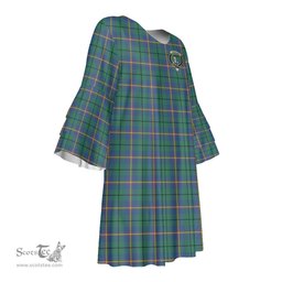Scottish Carmichael Ancient Clan Tartan Crest Womens Stacked Ruffle Sleeve Tartan Dress