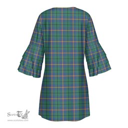Scottish Carmichael Ancient Clan Tartan Crest Womens Stacked Ruffle Sleeve Tartan Dress