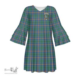 Scottish Carmichael Ancient Clan Tartan Crest Womens Stacked Ruffle Sleeve Tartan Dress