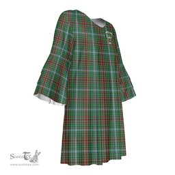 Scottish Gayre Clan Tartan Crest Womens Stacked Ruffle Sleeve Tartan Dress