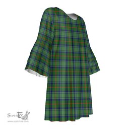 Scottish Cranstoun Tartan Womens Stacked Ruffle Sleeve Tartan Dress