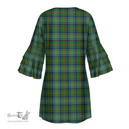 Scottish Cranstoun Tartan Womens Stacked Ruffle Sleeve Tartan Dress
