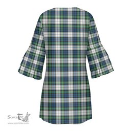 Scottish Gordon Dress Ancient Clan Tartan Crest Womens Stacked Ruffle Sleeve Tartan Dress