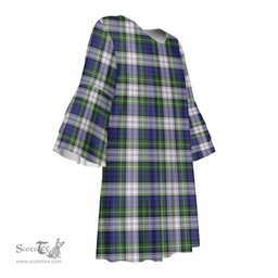 Scottish Gordon Dress Modern Tartan Womens Stacked Ruffle Sleeve Tartan Dress