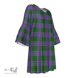 Scottish Elphinstone Tartan Womens Stacked Ruffle Sleeve Tartan Dress