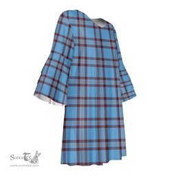 Scottish Elliot Ancient Tartan Womens Stacked Ruffle Sleeve Tartan Dress