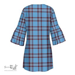 Scottish Elliot Ancient Tartan Womens Stacked Ruffle Sleeve Tartan Dress