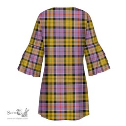 Scottish Culloden Ancient Tartan Womens Stacked Ruffle Sleeve Tartan Dress