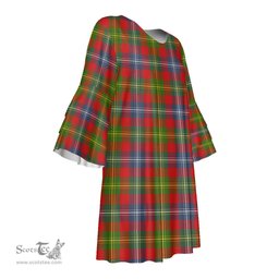 Scottish Forrester Tartan Womens Stacked Ruffle Sleeve Tartan Dress