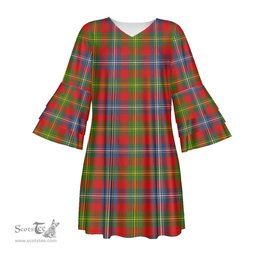 Scottish Forrester Tartan Womens Stacked Ruffle Sleeve Tartan Dress