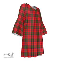Scottish Grant Modern Tartan Womens Stacked Ruffle Sleeve Tartan Dress