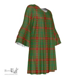 Scottish Fulton Tartan Womens Stacked Ruffle Sleeve Tartan Dress