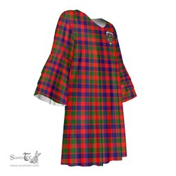 Scottish Gow Modern Clan Tartan Crest Womens Stacked Ruffle Sleeve Tartan Dress