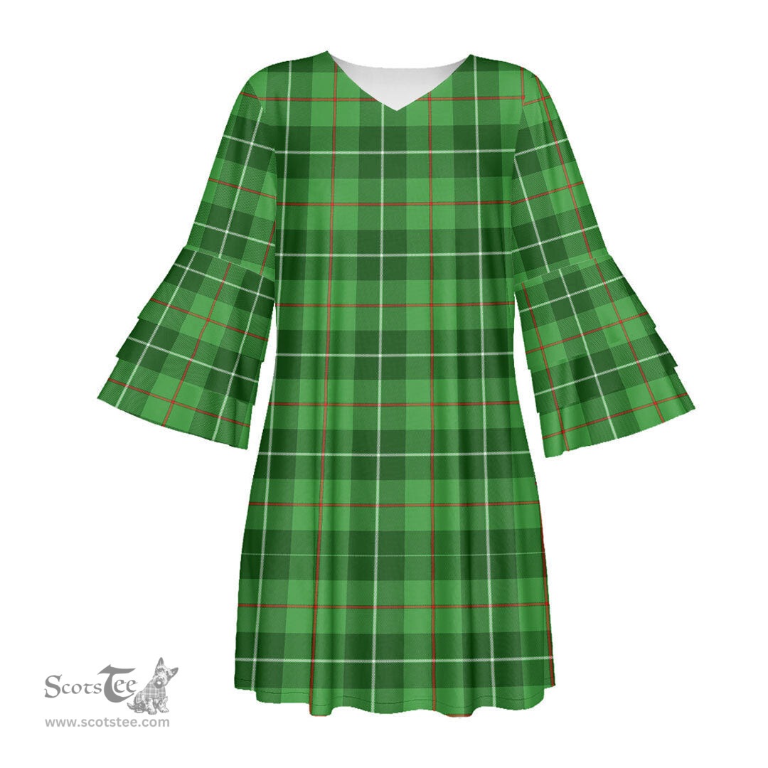 Scottish Galloway District Tartan Womens Stacked Ruffle Sleeve Tartan Dress