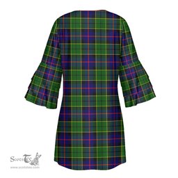 Scottish Forsyth Modern Tartan Womens Stacked Ruffle Sleeve Tartan Dress