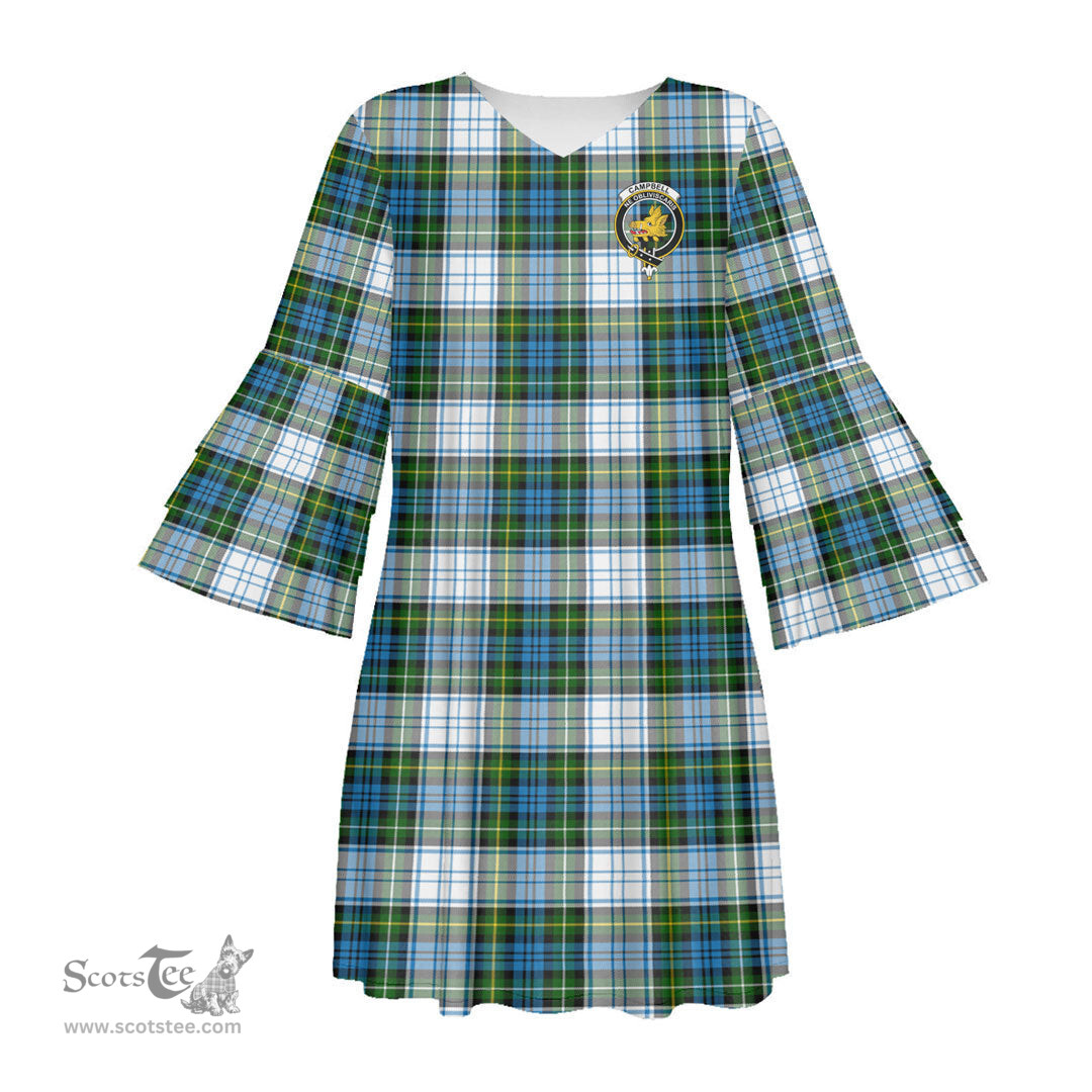 Scottish Campbell Dress Clan Tartan Crest Womens Stacked Ruffle Sleeve Tartan Dress