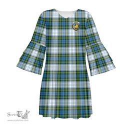 Scottish Campbell Dress Clan Tartan Crest Womens Stacked Ruffle Sleeve Tartan Dress