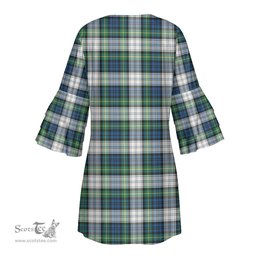 Scottish Gordon Dress Ancient Tartan Womens Stacked Ruffle Sleeve Tartan Dress