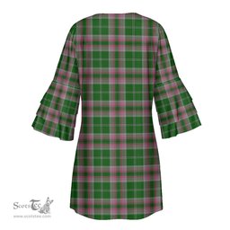Scottish Gray Hunting Tartan Womens Stacked Ruffle Sleeve Tartan Dress
