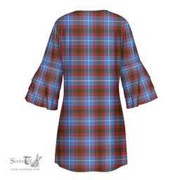 Scottish Edinburgh District Tartan Womens Stacked Ruffle Sleeve Tartan Dress
