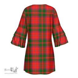 Scottish Crief District Tartan Womens Stacked Ruffle Sleeve Tartan Dress