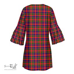 Scottish Gow Modern Tartan Womens Stacked Ruffle Sleeve Tartan Dress