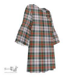 Scottish MacDuff Dress Ancient Clan Tartan Crest Womens Stacked Ruffle Sleeve Tartan Dress
